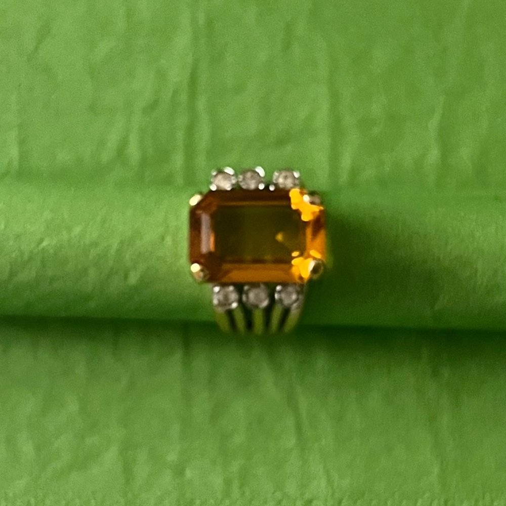 Vintage ‘Citron’ Gold-Tone Ring w/Clear Crystal Embellishments* - Picture 5 of 6